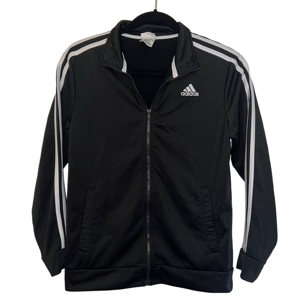 Adidas Big Kids Black Track Jacket with White Stripes Size 14/16